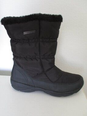 Easy Spirit Seelement2 Womens Black Quilt Nylon Faux Fur 9" Apres Ski Boot- 9.5M